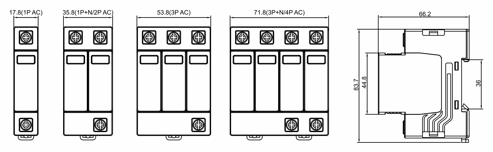 AC Surge Protection Device for Residential Distribution Box dimensions